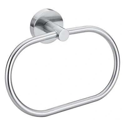 Image of tesa MOON Hand Towel Ring No Drill Oval Bath Made of Chrome Plated Metal, Stainless Waterproof Includes Removable Adhesive Solution