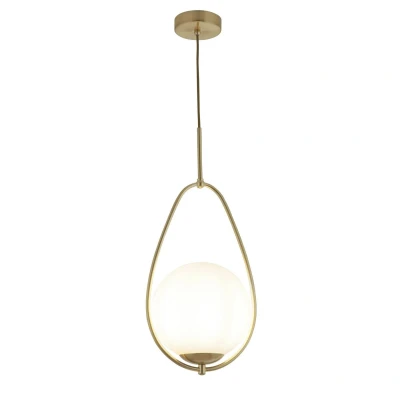 Image of Avalon 1 Light Pendant Gold, Opal ,Glass, E27