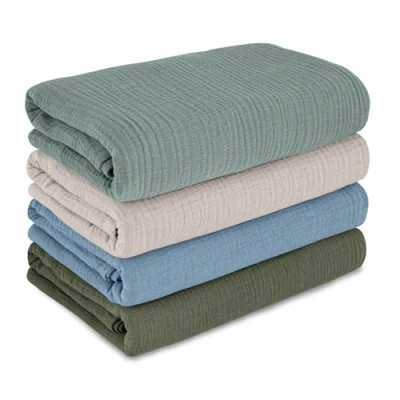 Image of GLLQUEN Baby Blankets for Newborn Soft 4 Pack, Muslin Cotton Boy or Girl Blanket 95x100cm, Swaddle Newborn, Shower Gifts New Moms