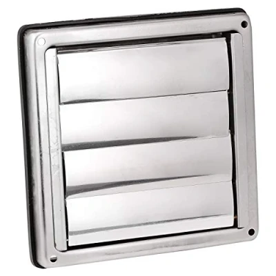 Image of First4spares 4&quot;/ 100mm Stainless Steel Square External Wall Extractor Air Vent Grill Outlet with Gravity Flaps