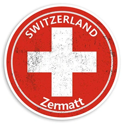 Image of 2 x 10cm Zermatt Switzerland Vinyl Stickers Swiss Flag Luggage Sticker #30259 (10cm Wide)
