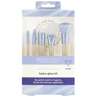 Image of EcoTools Elements Limited Edition Hydro Flow Skincare &amp; Makeup Application Brush Kit, 5 Piece Set, Blue