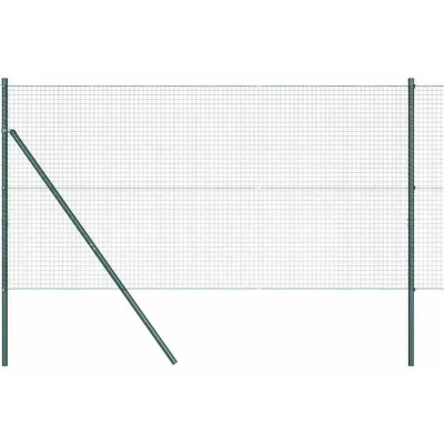 Image of vidaXL Welded Wire Fence with 13 Posts Green 1x25 m Steel