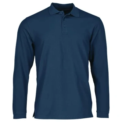 Image of Fruit of the Loom Men&#039;s Premium Long Sleeve Polo Shirt, Navy, X Large