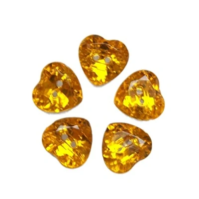Image of Acrylic Crystal Effect Heart Shape Buttons 12mm Pack of 5 (Amber)
