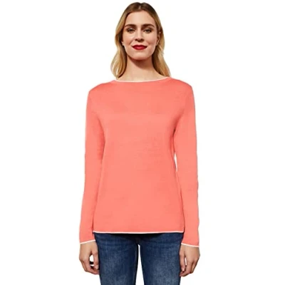 Image of Street One Women&#039;s A301896 Knitted Jumper, Sunset Coral, 3 UK