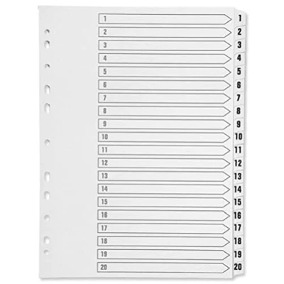 Image of Q Connect 1 20 Index Multi Punched Reinforced Board Clear Tab A4 White KF01531