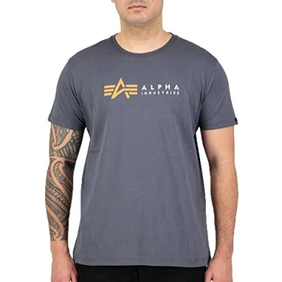 Image of Alpha Industries Men&#039;s Label T Shirt, Greyblack, L