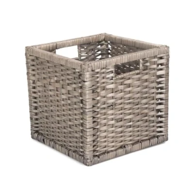 Image of Red Hamper Small Wooden Framed Split Willow Storage Basket