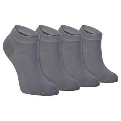 Image of Sock Snob Mens 4 Pairs Bamboo Low Cut Ankle Trainer Socks for Men &amp; Women Grey Nylon Size UK 7 11