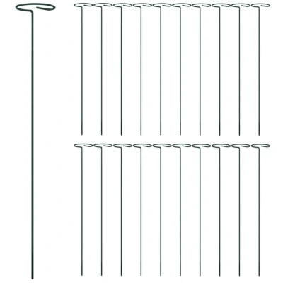 Image of vidaXL Garden Plant Stakes 20 pcs Dark Green 40 cm Steel