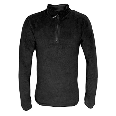 Image of Heat Holders Mens 1/4 Zip Thermal Microfleece Long Sleeve Top Black Size Large