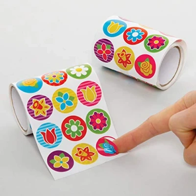 Image of Baker Ross Flower Sticker Rolls Pack of 600, Stickers for Kids (AX869)
