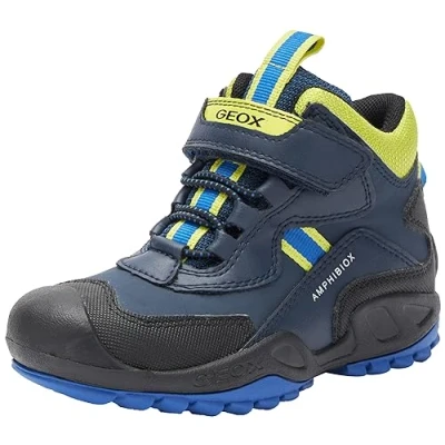 Image of Geox J New Savage Boy B A Sneaker, Navy Lime Green, 7 UK Child