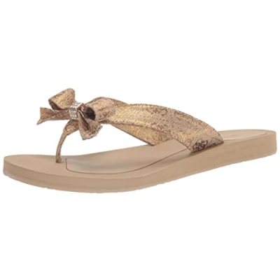 Image of Guess Women&#039;s Tuta Flip Flop, Gold 710, 8 UK