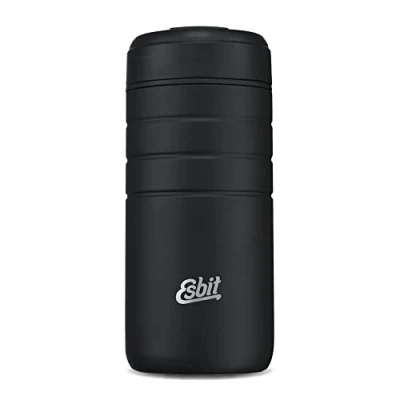 Image of Esbit Compagnie Majoris MGF450TL BK Stainless Steel Thermal Mug with Click Closure, Black, Silver &amp; More, 450 ml, Insulated for Hot and Cold Drinks, Coffee Tea