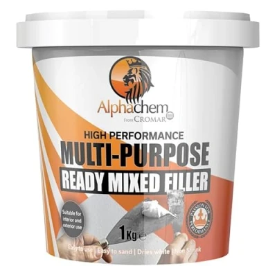 Image of CROMAR AlphaChem Multi Purpose Ready Mixed Filler 1kg Tub White Interior &amp; Exterior Repairs