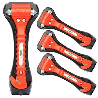Image of ipow 4 Packs Car Emergency Escape Window Break Hammer Safety Seat Belt Cutter Tool (Big For Adults)