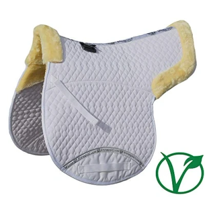 Image of Rhinegold Luxe Faux Fur Cotton Quilted Numnah White/Natural Cob