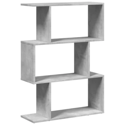 Image of vidaXL Room Divider Bookcase 5 Tier Concrete Grey Engineered Wood Bookshelf 70x24x161 cm Versatile Storage Unit for Living Room, Study, Bedroom