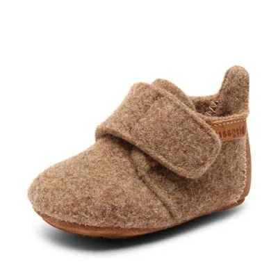 Image of Bisgaard Unisex Slippers for kids, Size: 6K, Camel Leather and textile