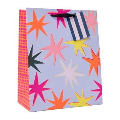 Image of UK Greetings Large Gift Bag for Him/Her/Friend Birthdays, Thank You &amp; Other Events Bright Jagged Starry Design