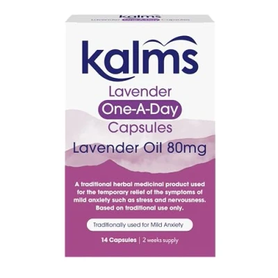 Image of Kalms Lavender One A day 14 capsules Traditional Herbal Medicinal Product Used for the Temporary Relief of Symptoms Mild Anxiety Such as Stress and Nervousness