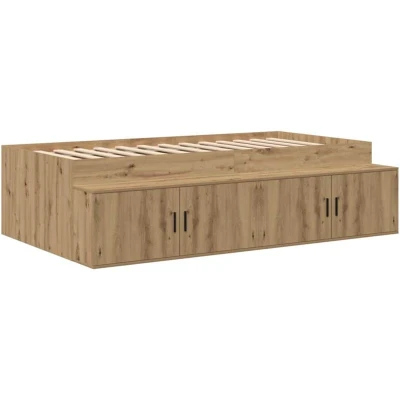 Image of vidaXL Storage Bed Frame Artisan Oak 100x200 cm