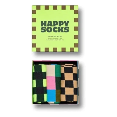 Image of Happy Socks Check It Outs Gift Set Half 3 Pairs EU 36 40