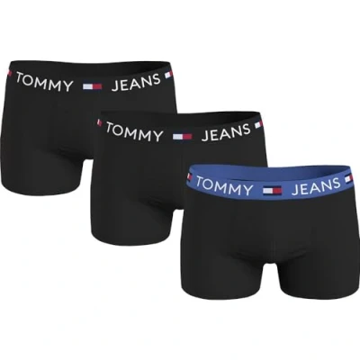 Image of Tommy Jeans Men Pack of 3 Boxer Short Trunks Stretch Cotton, Black (Blck/Blck/Empr Blu), S