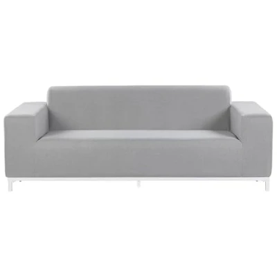 Image of Beliani Modern Outdoor Indoor Sofa Weather Resistant Fabric White Legs Light Grey Rovigo