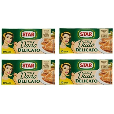 Image of Star: &quot;Il Mio Dado Delicato&quot; Bouillon Cubes, Delicate Taste Pack of 4 10 Cubes Boxes, 10g Each Cube [ Italian Import ]