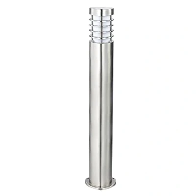 Image of National Lighting IP44 Rated Triangular Bollard Light Outdoor Driveway Patio Mains LED Lights, Brushed Stainless Steel Finish Lamp Post 800mm, 9W 240V ES E27 (Not Included)