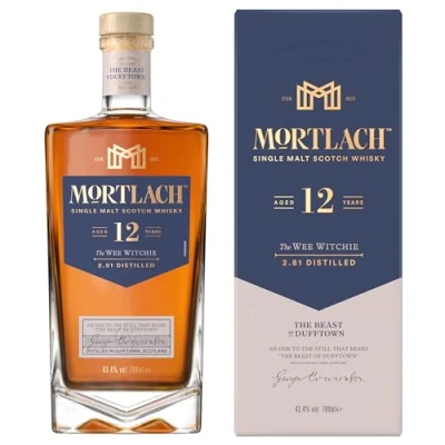 Image of Mortlach 12 Year Old Single Malt Scotch Whisky 43.4% vol 70cl Sweet &amp; Spicy Medium to Full Bodied Double Cask Matured Rich Robust Scottish