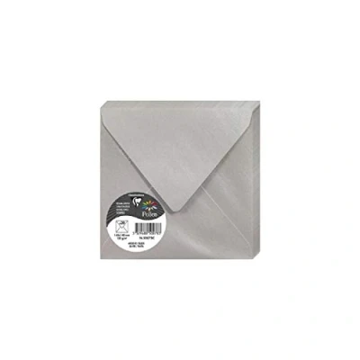 Image of Clairefontaine Ref 50078C Pollen Iridescent Envelopes (Pack of 20) 140 x 140mm in Size, 120gsm Paper, Suitable for Use with Inkjet or Laser Printers Silver