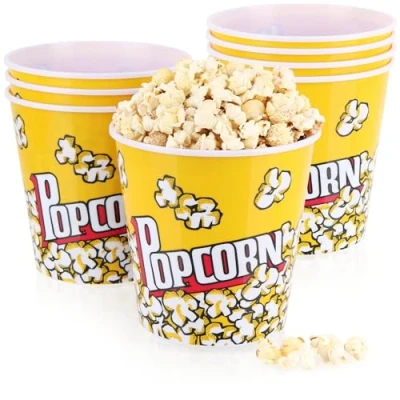 Image of com four® 8x popcorn bucket XL bowl drink cup for small the perfect movie night at home 2.8 liters (2.8 8 buckets)