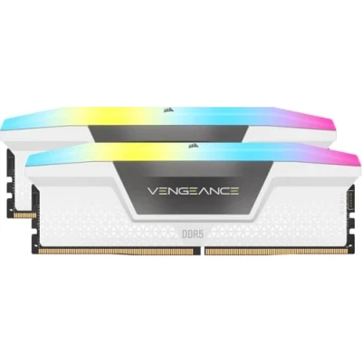 Image of CORSAIR VENGEANCE RGB DDR5 RAM 64GB (2x32GB) 6000MHz CL30 36 76 1.4V AMD EXPO &amp; Intel XMP Desktop Computer Memory White (CMH64GX5M2B6000Z30W)