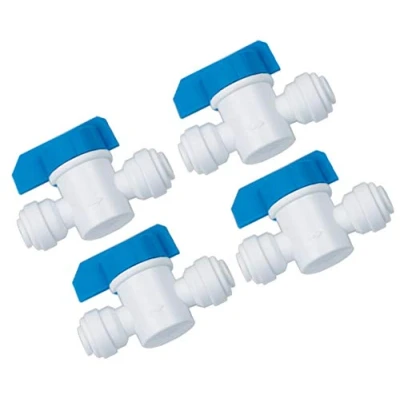 Image of 4X AquaHouse 1/4&quot; Isolation Valve/Shut Off in line tap for Fridge Freezer, Reverse Osmosis Water Filter tubing