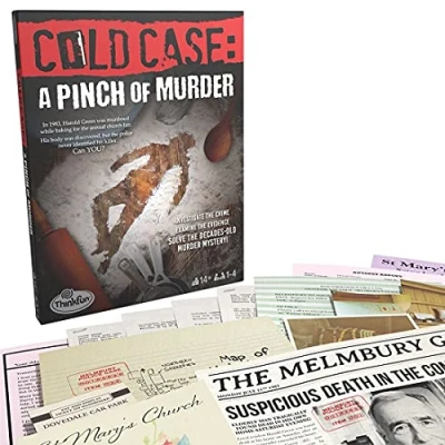 Image of Thinkfun Cold Case Files A Pinch of Murder Mystery Game for Adults and Kids Age 14 Years Up