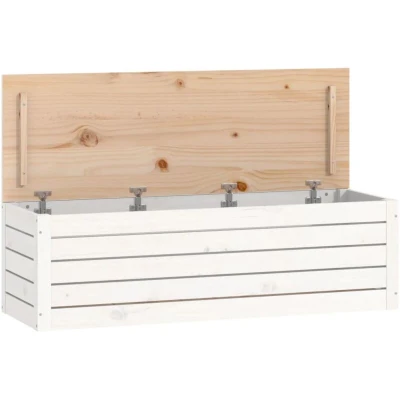 Image of vidaXL Storage Box White 109x36.5x33 cm Solid Wood Pine