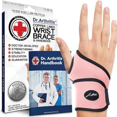 Image of Doctor Developed Premium Nude Wrist Support/Wrist Strap/Wrist Brace/Hand Support [Single] &amp; Written Handbook— Relief for Injuries, Joint Disease, Sprains More (single Pink)