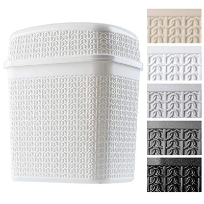 Image of KADAX Plastic Bin with Swing Lid, Lightweight Waste in five colours, Cosmetic for Kitchen, Bathroom or Office, Trash Bin, Bedroom Top (5L, White)