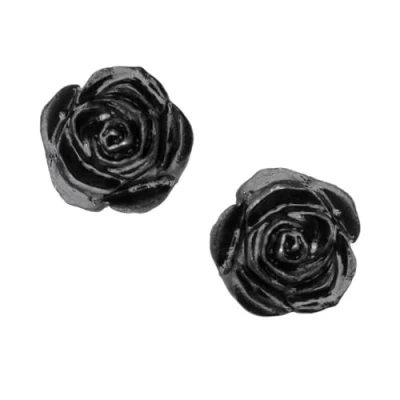Image of Alchemy Gothic Black Rose Studs Pair of Earrings