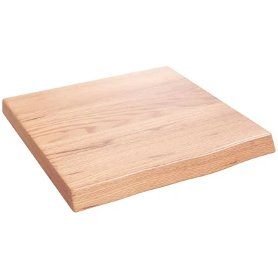Image of vidaXL Wall Mounted Shelf Light Brown Treated Solid Oak Wood Versatile Usage Handmade Live Edge Durable for Living Room, Office, Kitchen