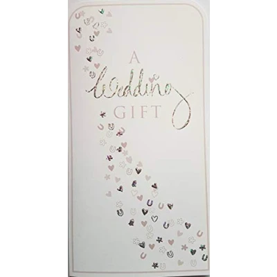Image of Wedding Wallet Money Gift Voucher Card Horseshoe and Hearts Design