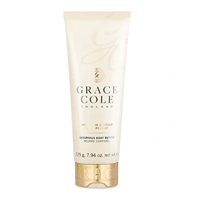 Image of Grace Cole Nectarine Blossom &amp; Grapefruit Scented Shea Body Butter 225ml Refreshing Moisturising Essential Oils Vegan and Cruelty Free, No SLS or Parabens Made In England