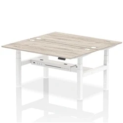 Image of Air B2B 1600x800mm Height Adjustable 2P Bench Desk CP Grey Oak/White