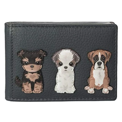 Image of Mala Leather Best Friends Sitting Dogs ID/Travel Pass 647 65 (Grey)