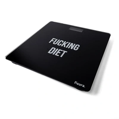 Image of Fisura Digital Bathroom Scale. Glass Scales. Electronic Scales up to 180 kg and 50 g Accuracy, Step On Technology. 30 x cm (Diet, Black)