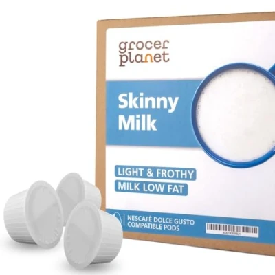 Image of Grocer Planet Skinny Milk Pods 80 compatible with Dolce Gusto Machines (No Sugar Added, Capsules, Servings)